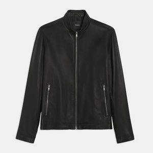 Theory - Men's Morvek Zip Jacket in Leather - Size Large - L - Black